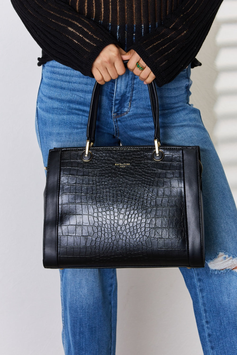 Designer Alligator Embossed Handbag