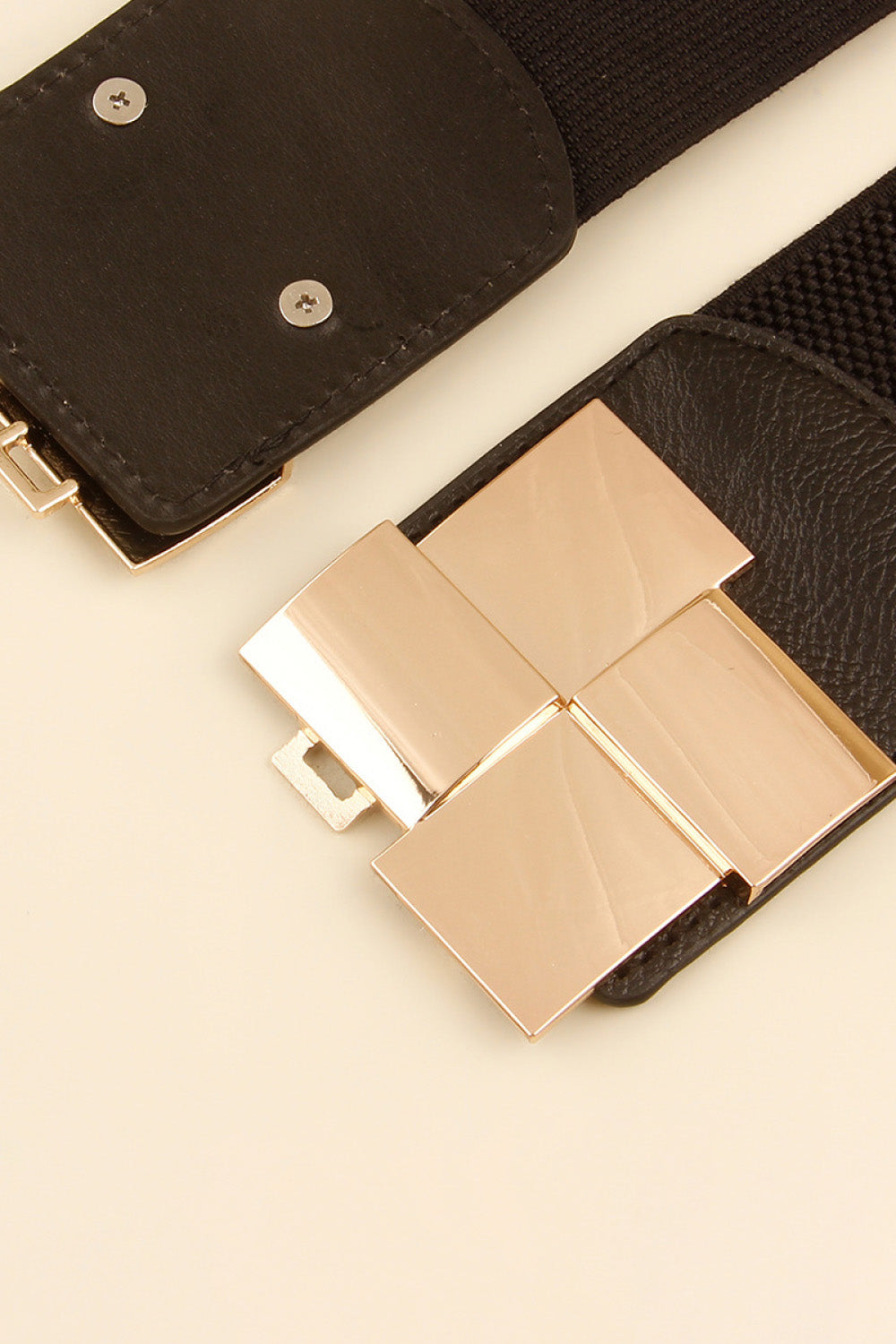 Belt - Geometric Buckle Elastic Wide Belt