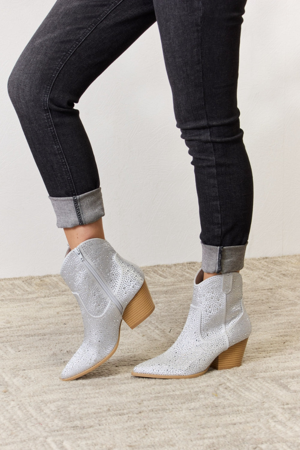 Ankle Booties - Rhinestone Ankle Cowboy Boots