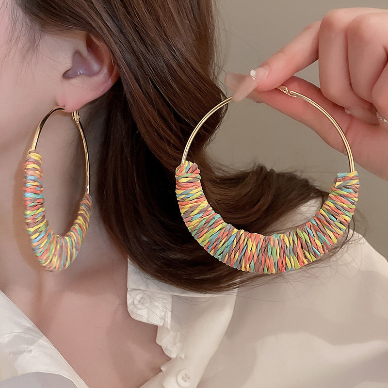 Earrings - Handmade Grass Vine Hoop