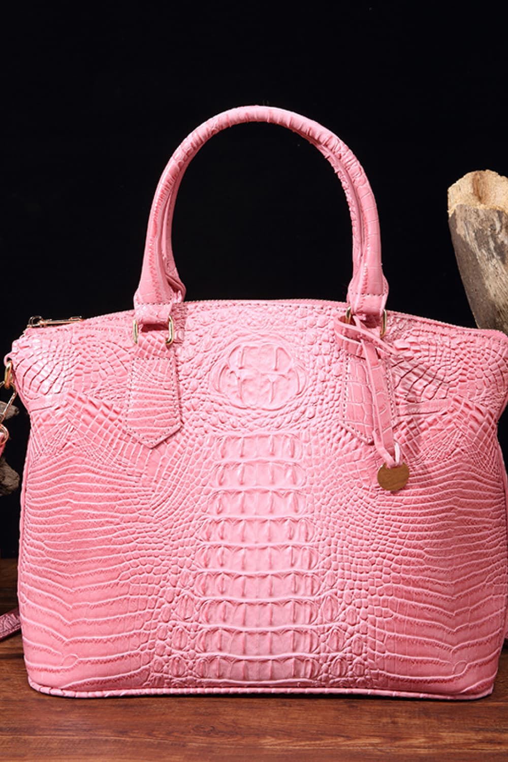 Crocodile Embossed Dome Handbag