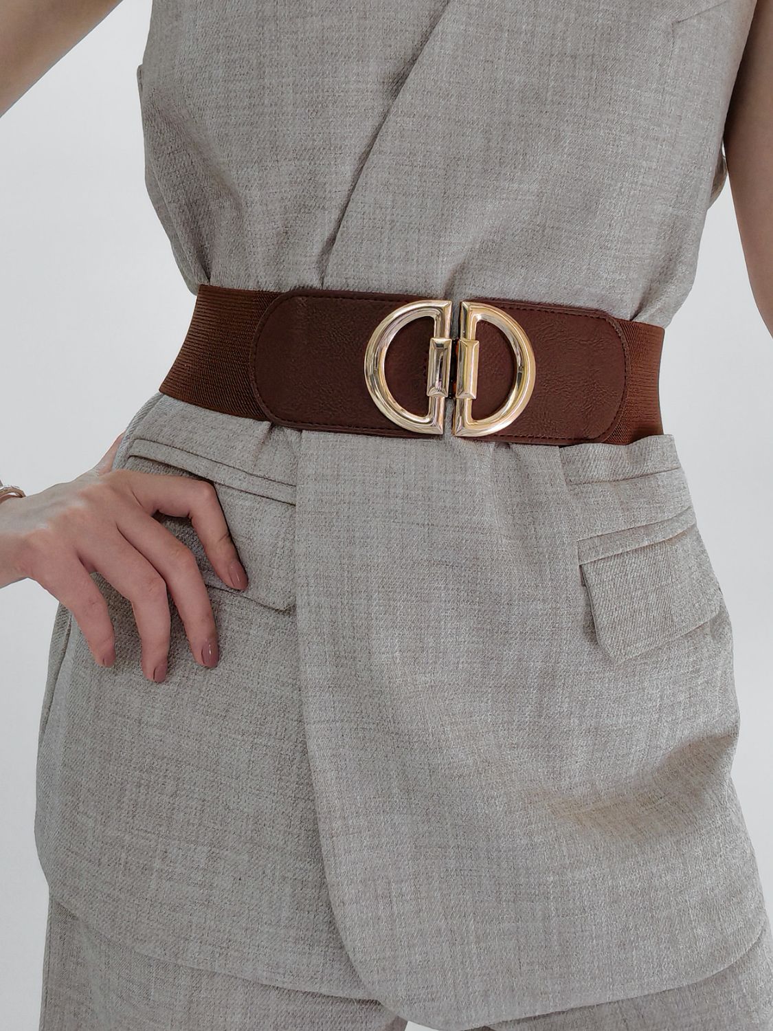 Belt - Wide D-Buckle Design Elastic