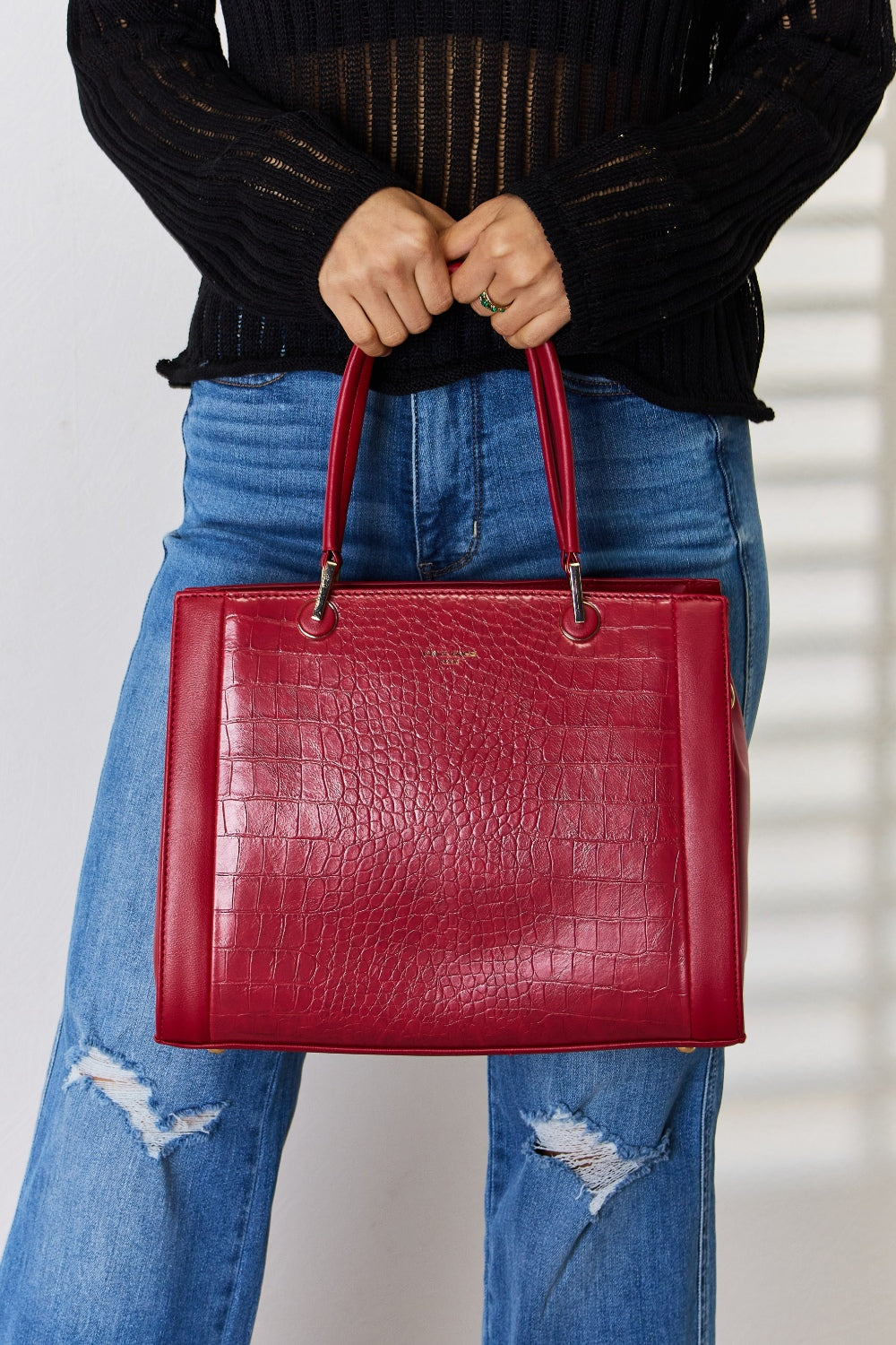 Designer Alligator Embossed Handbag