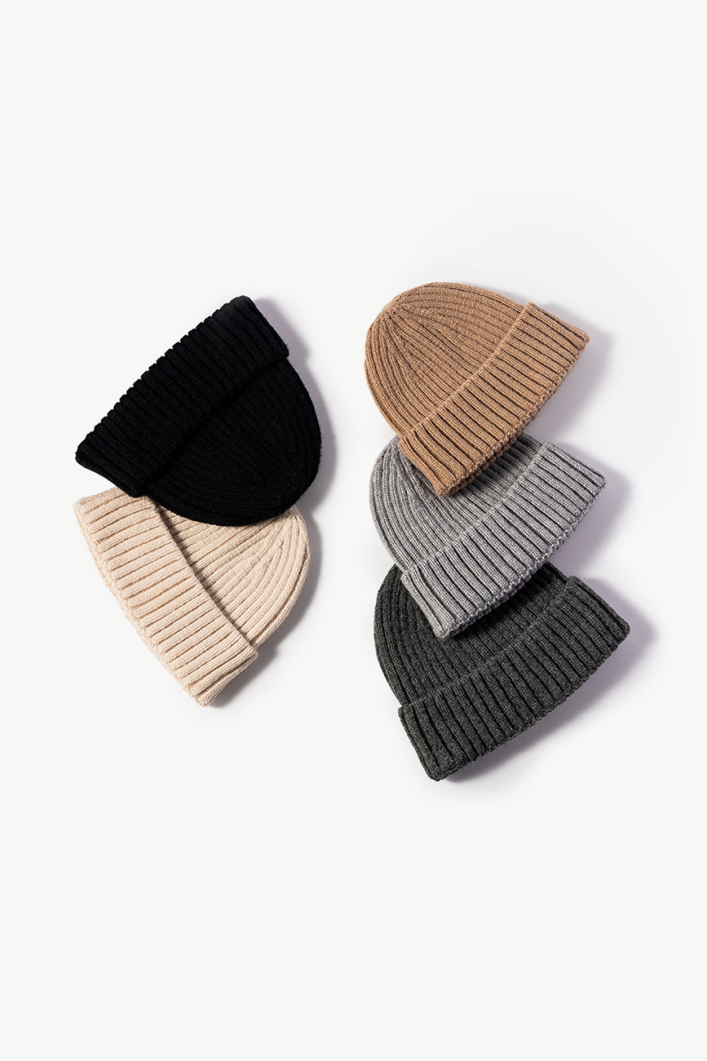 Beanie - Solid Color Rib-Knit Cuff