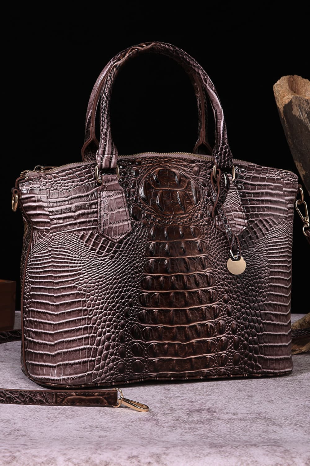 Crocodile Embossed Multi-Gradient Handbag