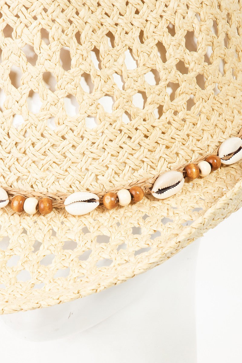 Cowboy Hat - Cowrie Shell Beaded Straw Hat