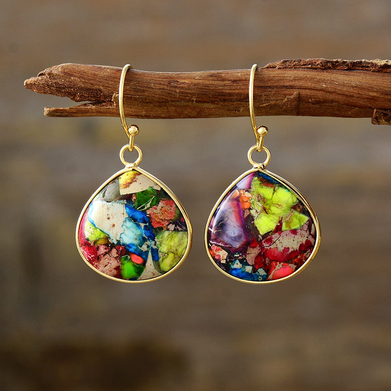 Earrings - 18K Gold-Plated Natural Stone