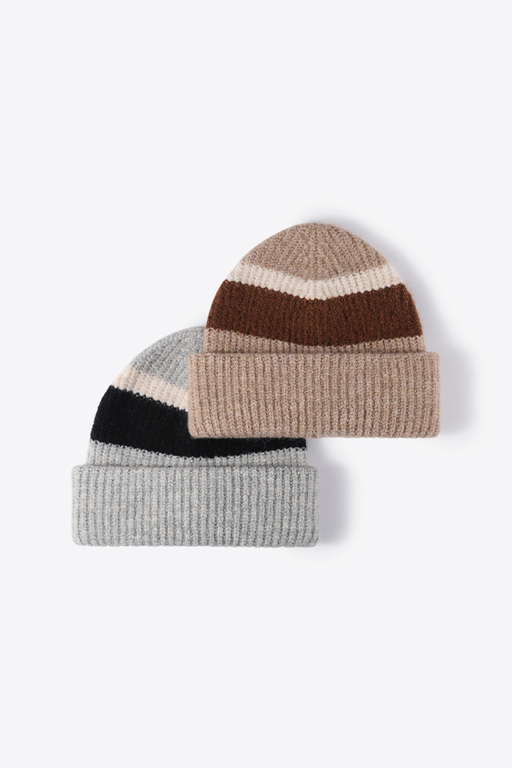 Beanie - Tricolor Rib Knit Cuff