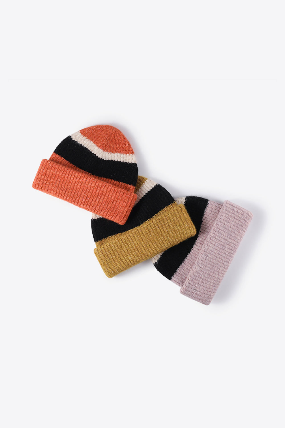 Beanie - Tricolor Rib Knit Cuff