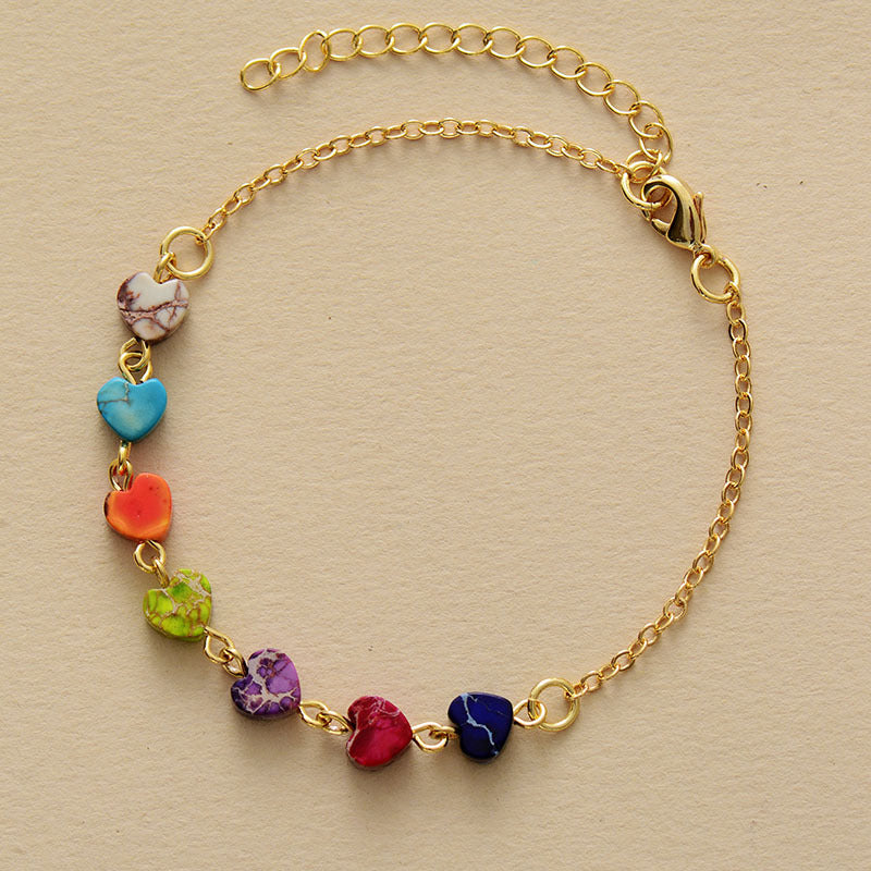 Bracelet - Heart-Shaped Charm Stones