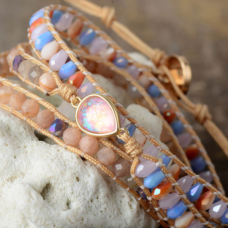 Bracelet - Beaded Pear-Shaped Opal Stone