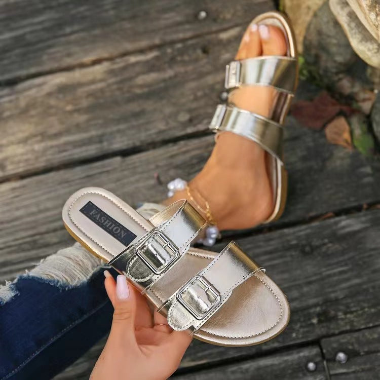 Sandals - Open Toe Double Buckle