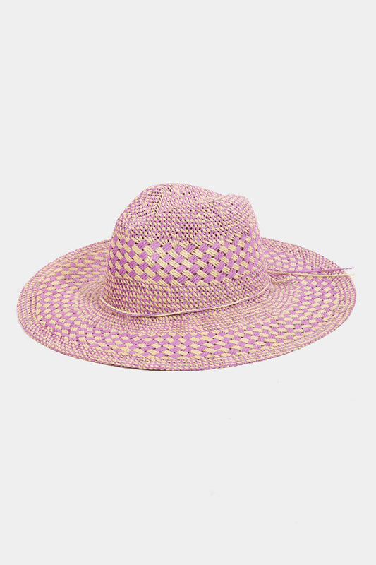 Sun Hat - Checkered Straw Weave