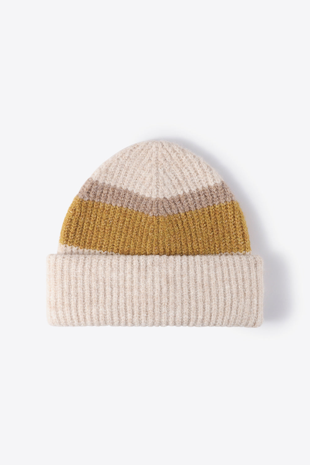 Beanie - Tricolor Rib Knit Cuff