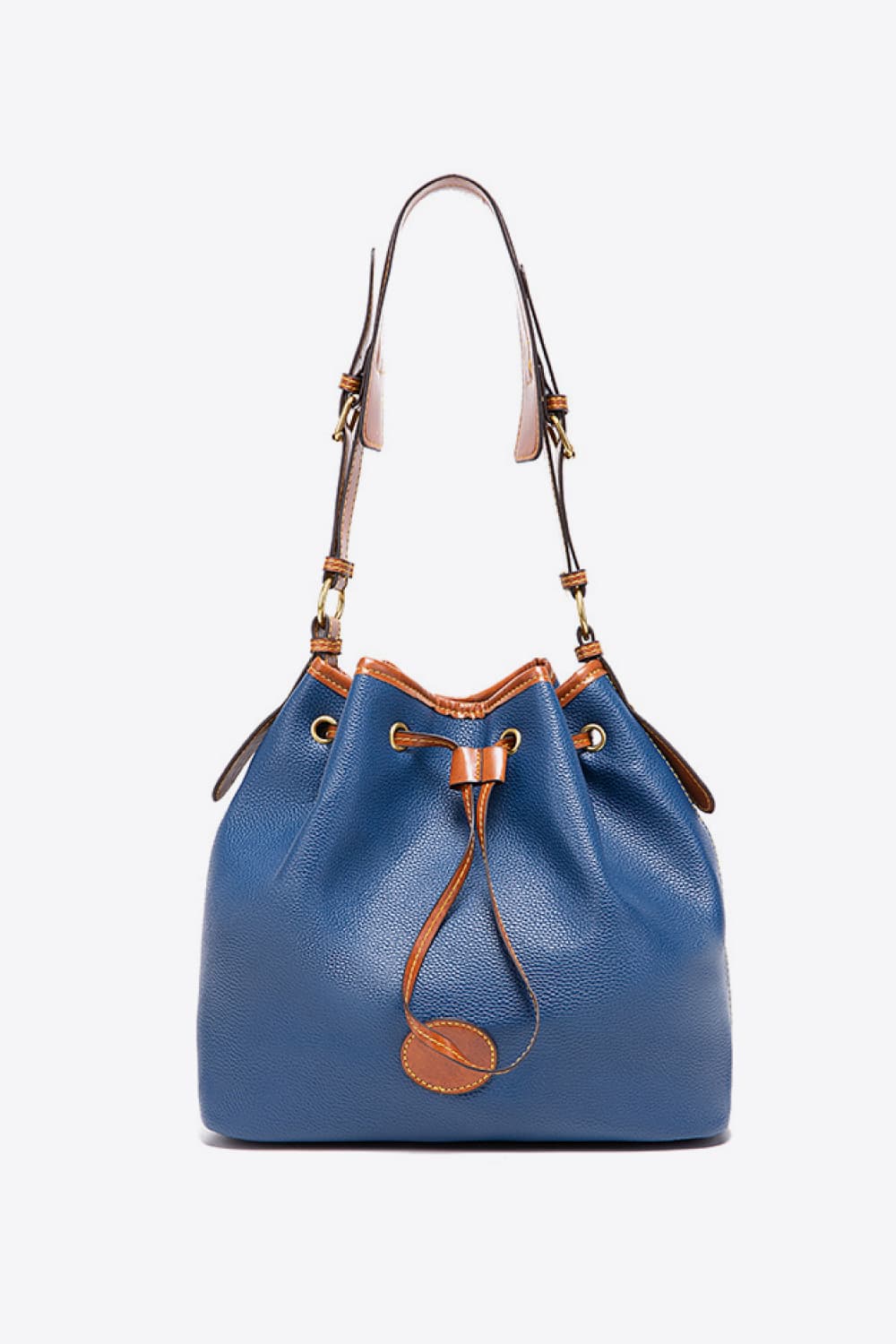 Modern Vegan Leather Drawstring Bucket Bag