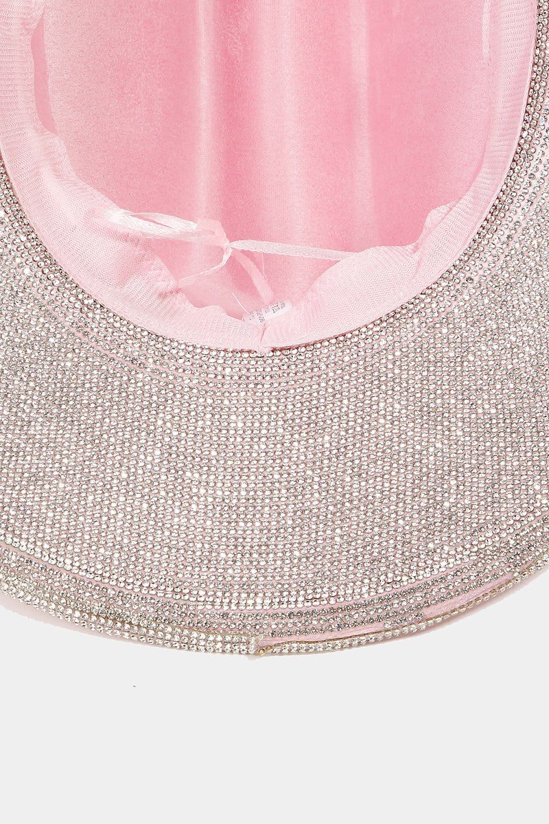 Cowboy Hat - Suede Pave Rhinestone Trim