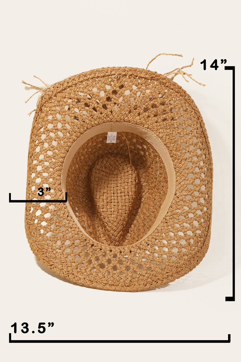 Cowboy Hat - Cowrie Shell Beaded Straw Hat