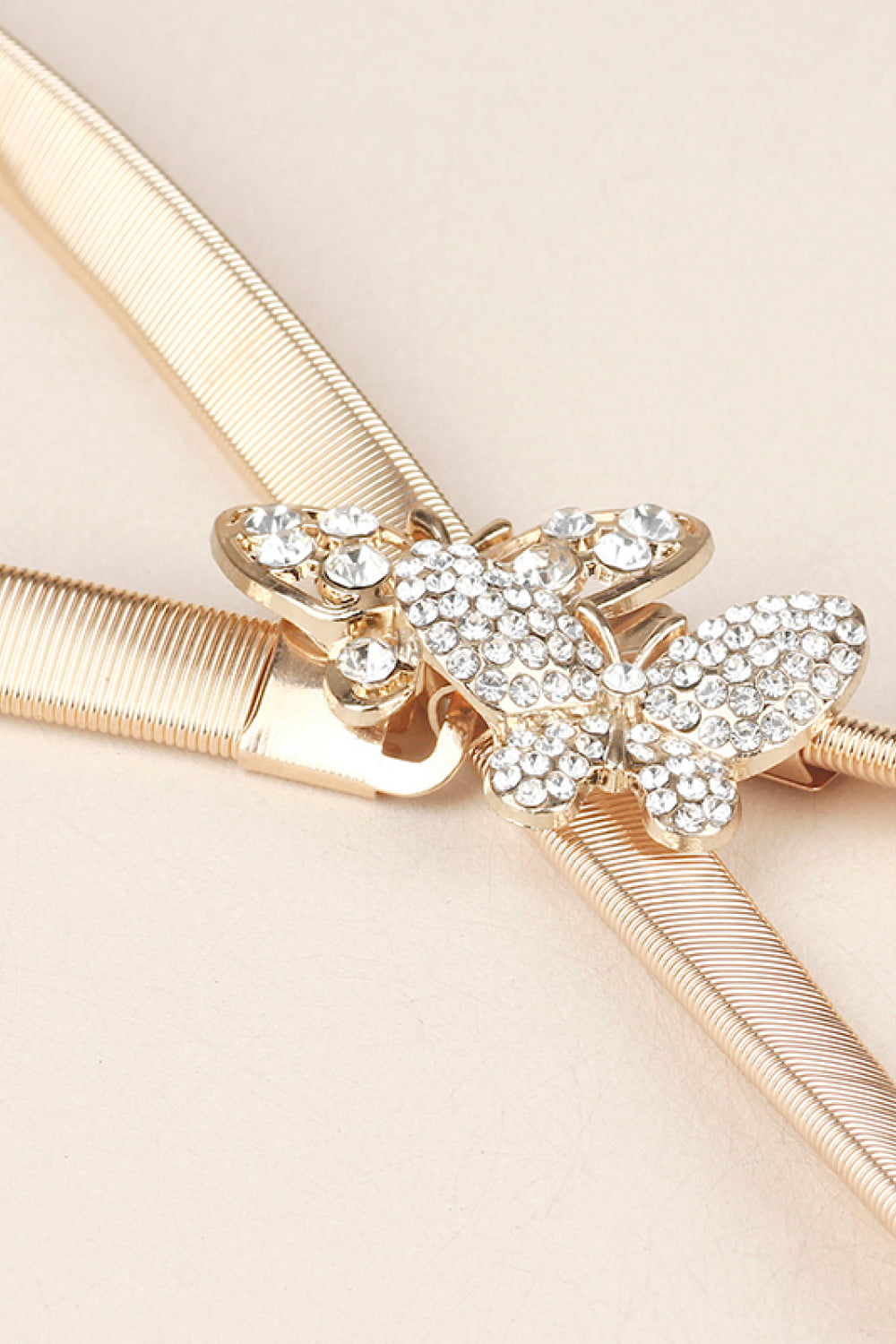 Belt - Rhinestone Butterfly Elastic Metal Belt