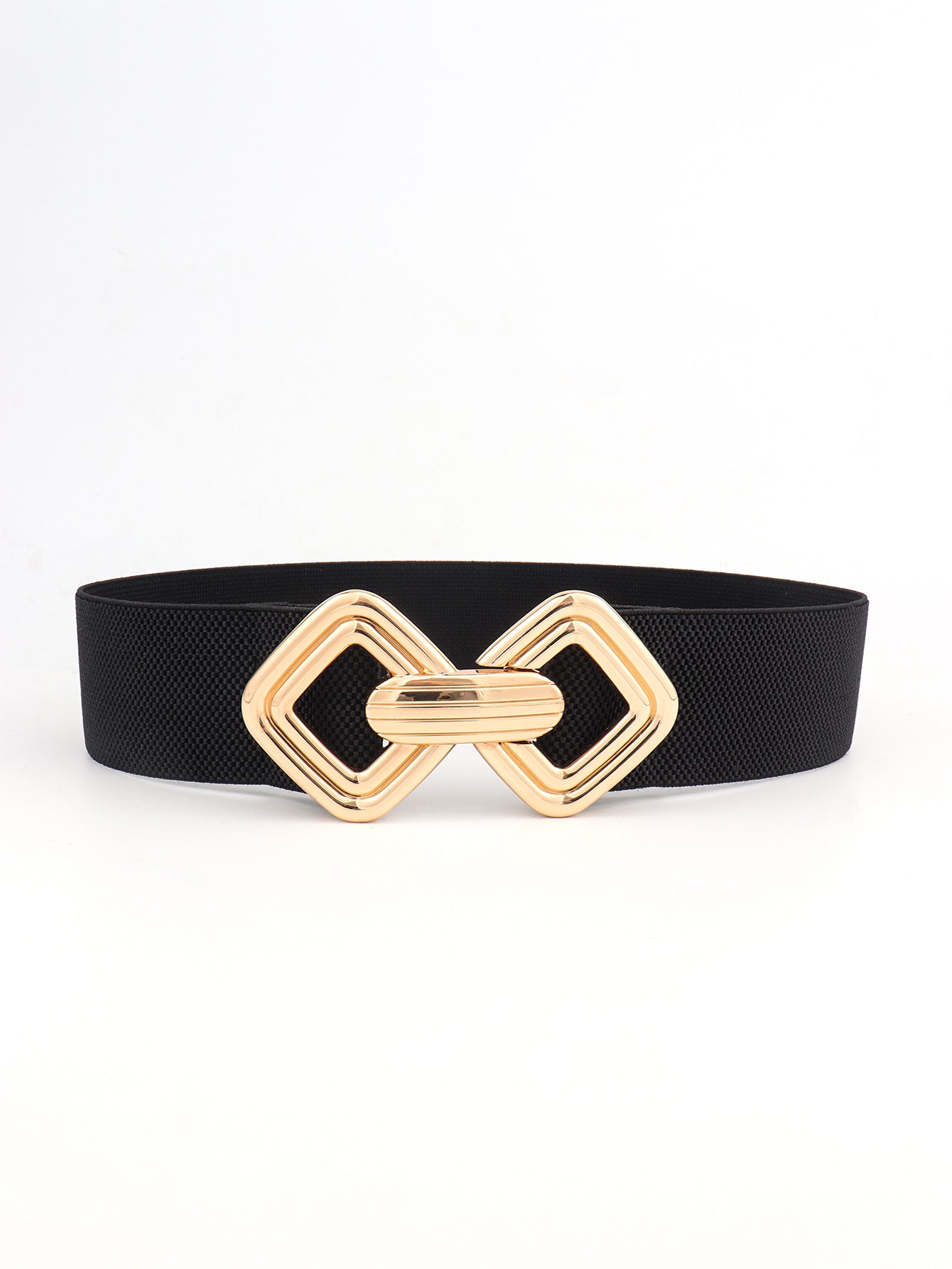 Belt - Wide Elastic w/ Geometric Buckle