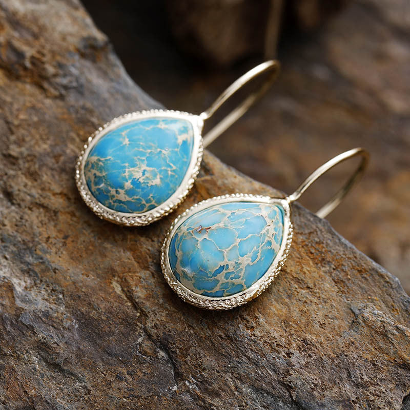 Earrings - Natural Stone Teardrop Cut