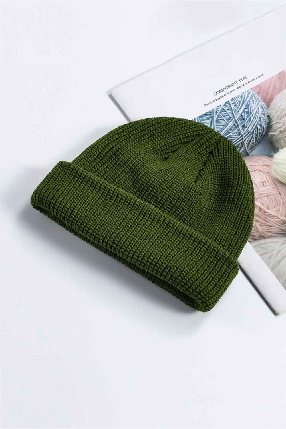 Beanie - Solid Color Rib-Knit Cuff