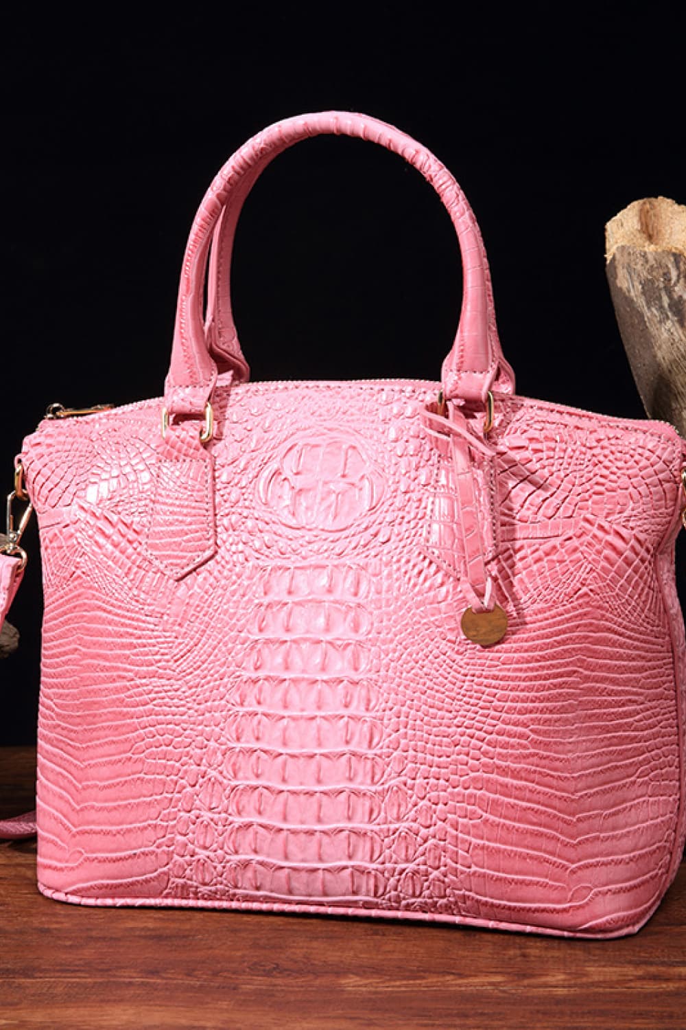 Crocodile Embossed Dome Handbag