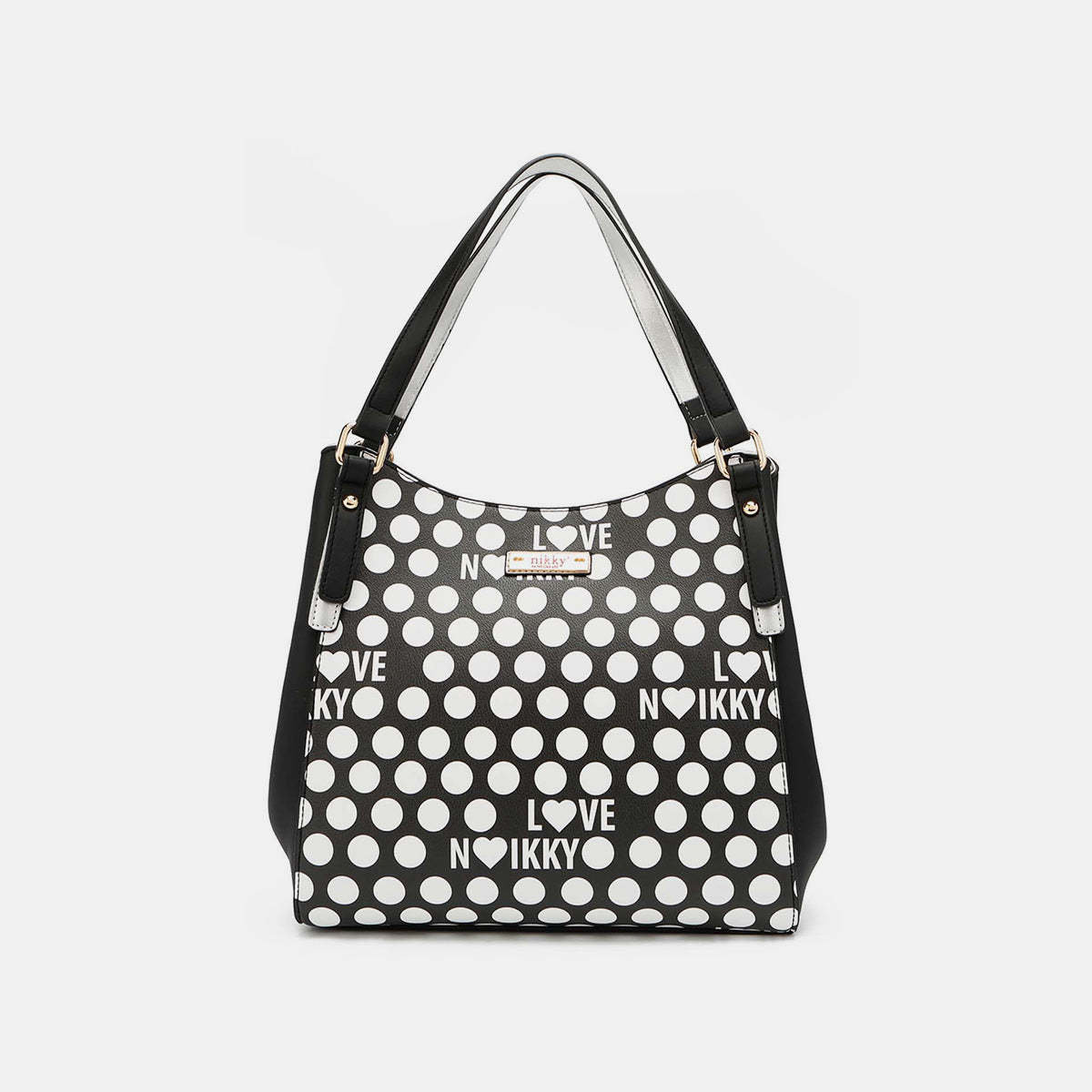 Designer Faux Leather Polka-Dot Handbag