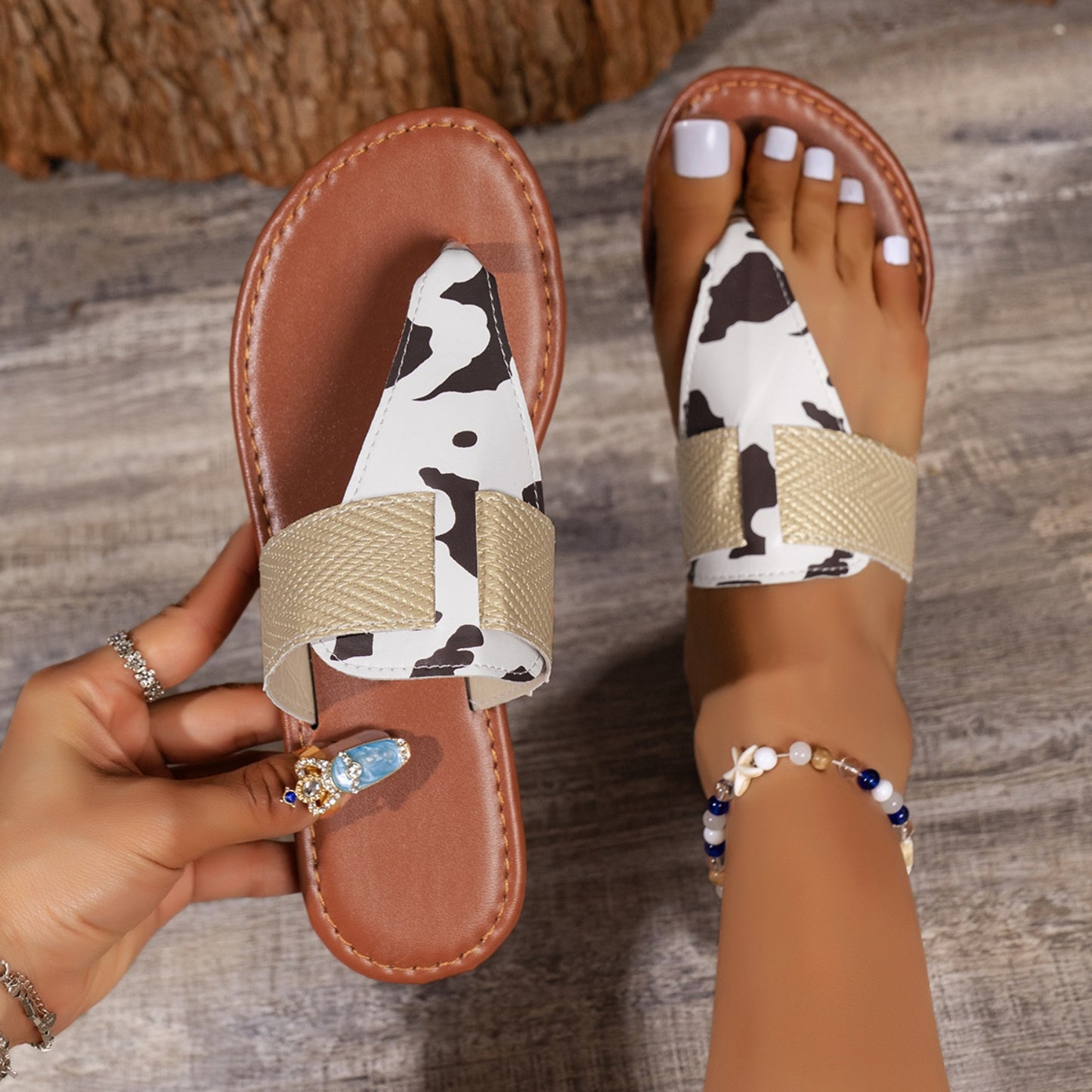 Sandals - Animal Print Open Toe