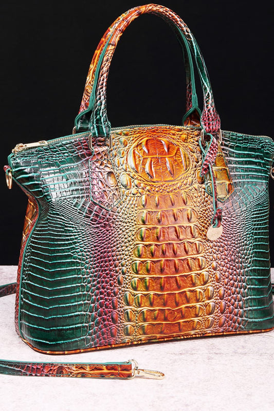 Crocodile Embossed Multi-Gradient Handbag