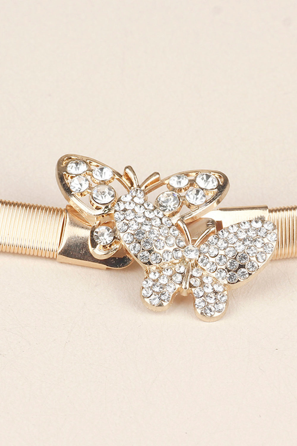 Belt - Rhinestone Butterfly Elastic Metal Belt