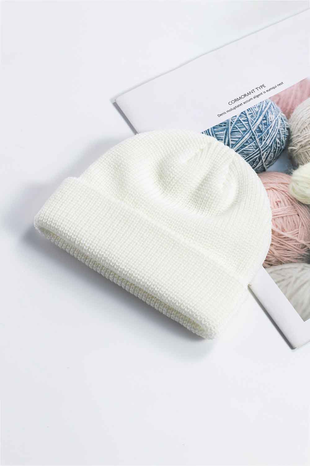 Beanie - Solid Color Rib-Knit Cuff