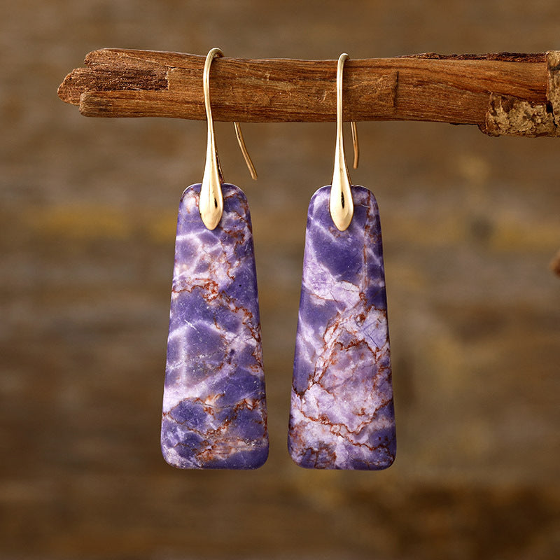 Earrings - 18K Gold-Plated Natural Stone