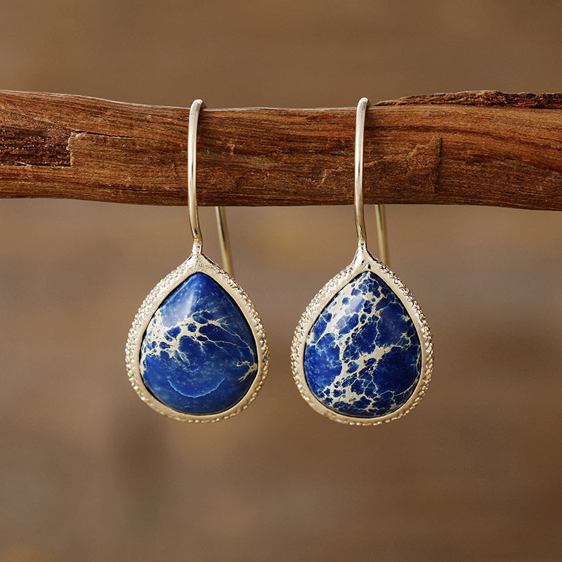 Earrings - Natural Stone Teardrop Cut