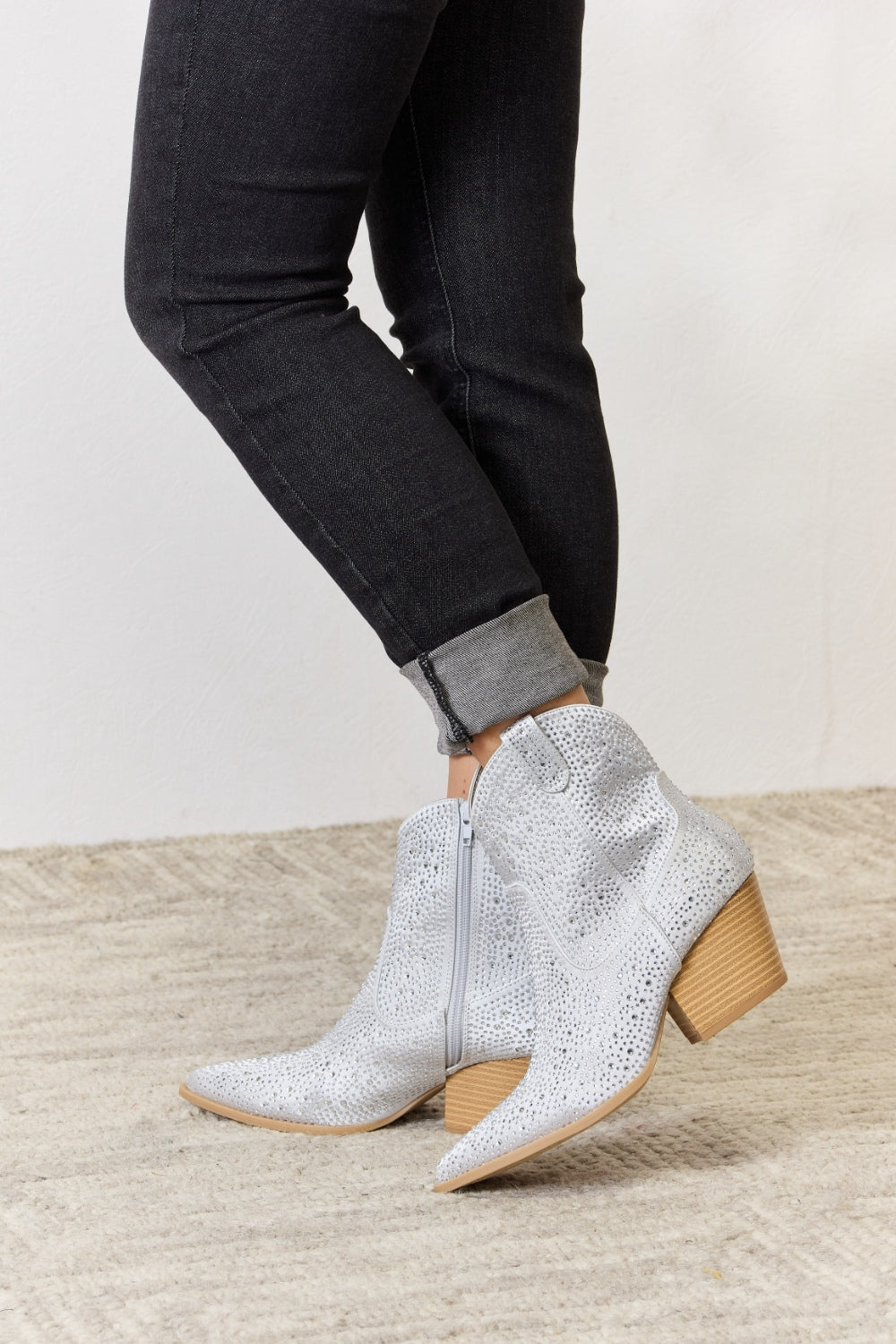 Ankle Booties - Rhinestone Ankle Cowboy Boots