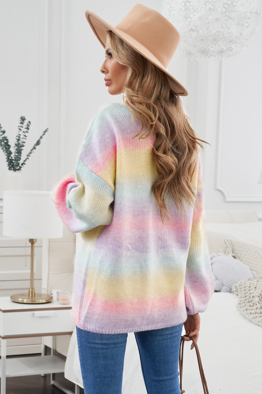 Balloon Sleeve Dropped Shoulder Cardigan