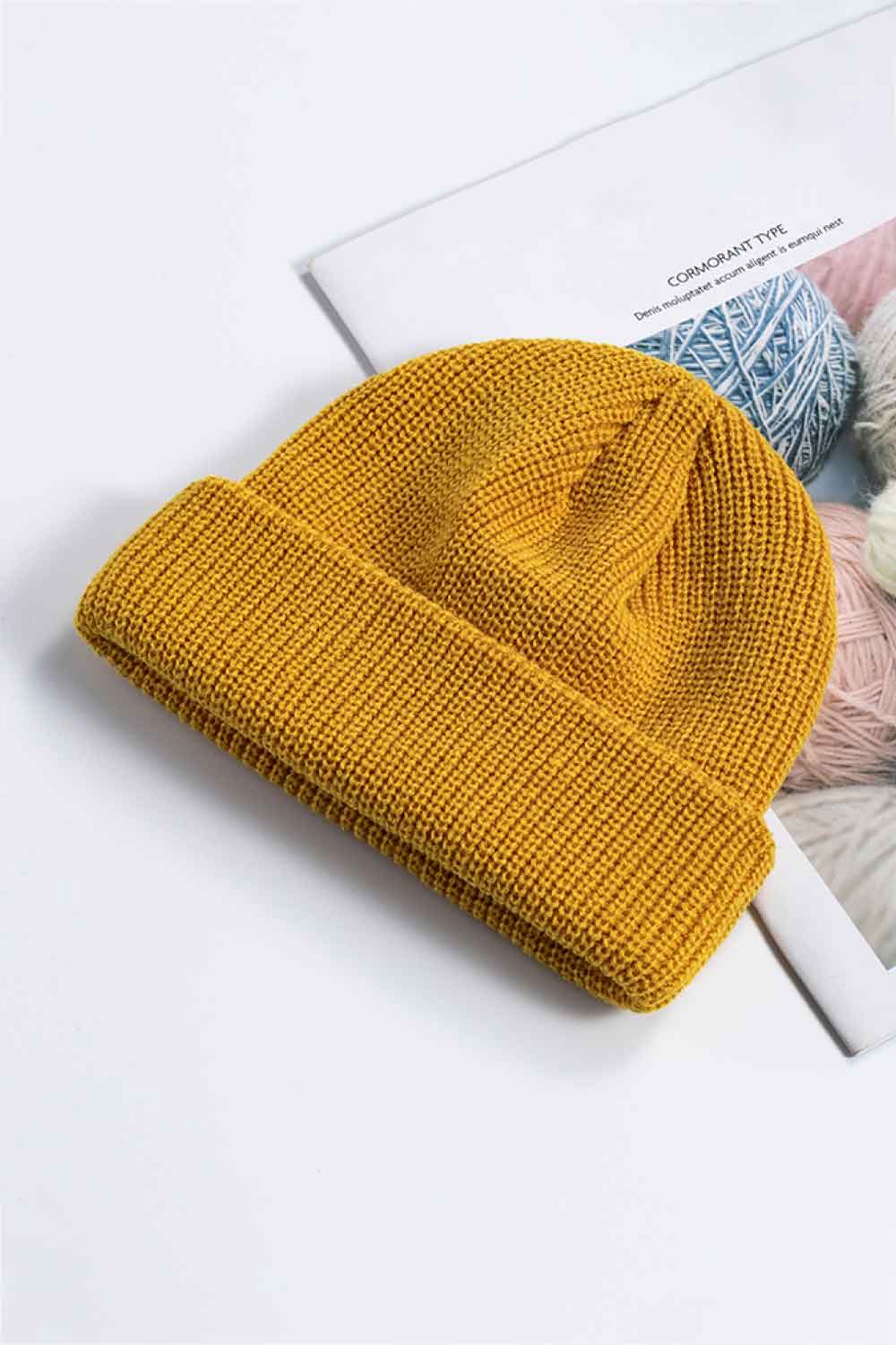 Beanie - Solid Color Rib-Knit Cuff