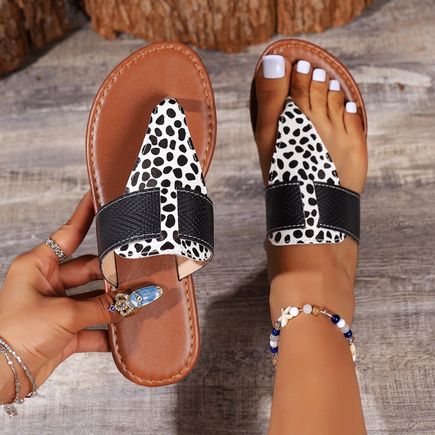 Sandals - Animal Print Open Toe