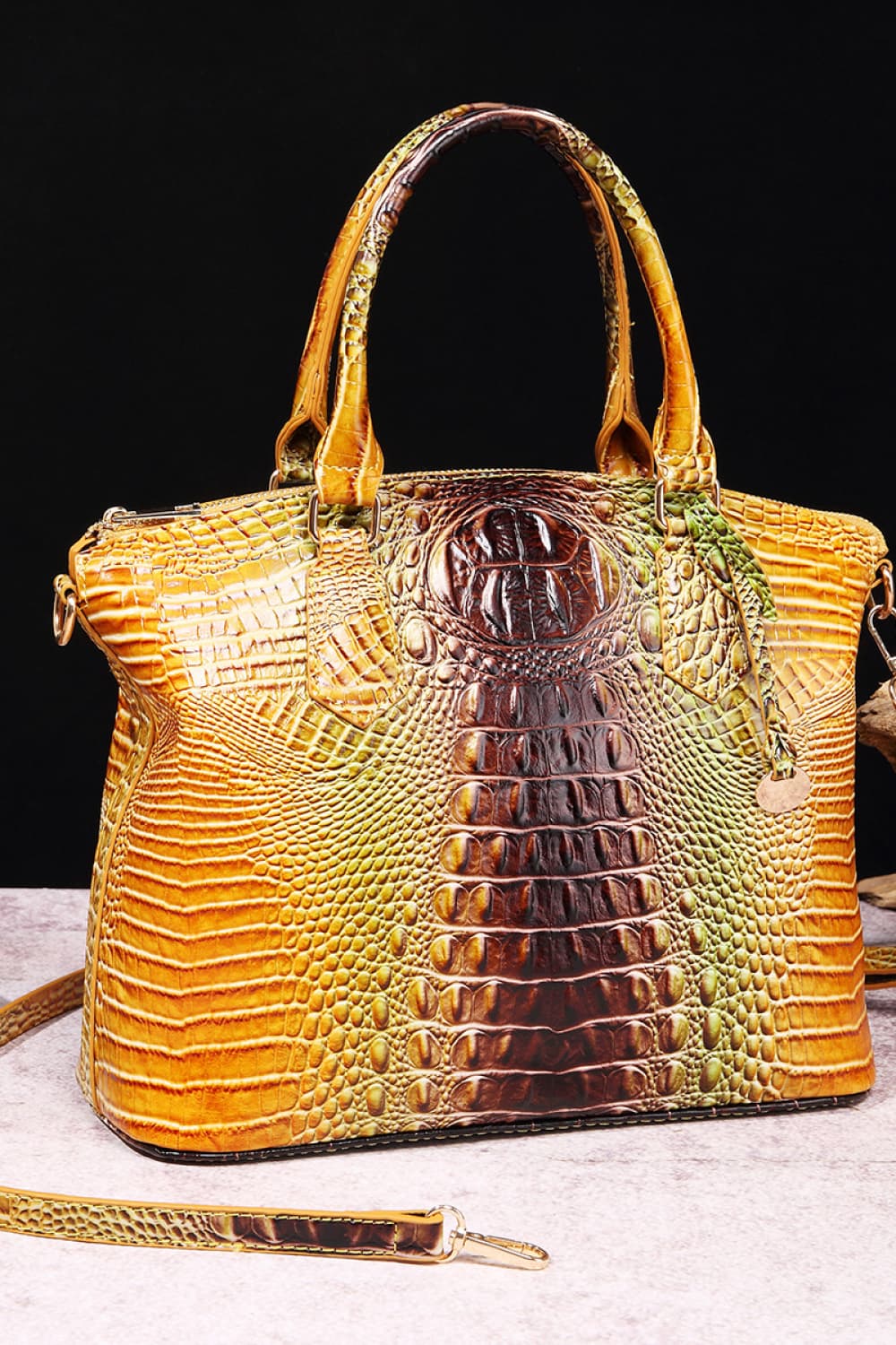 Crocodile Embossed Multi-Gradient Handbag