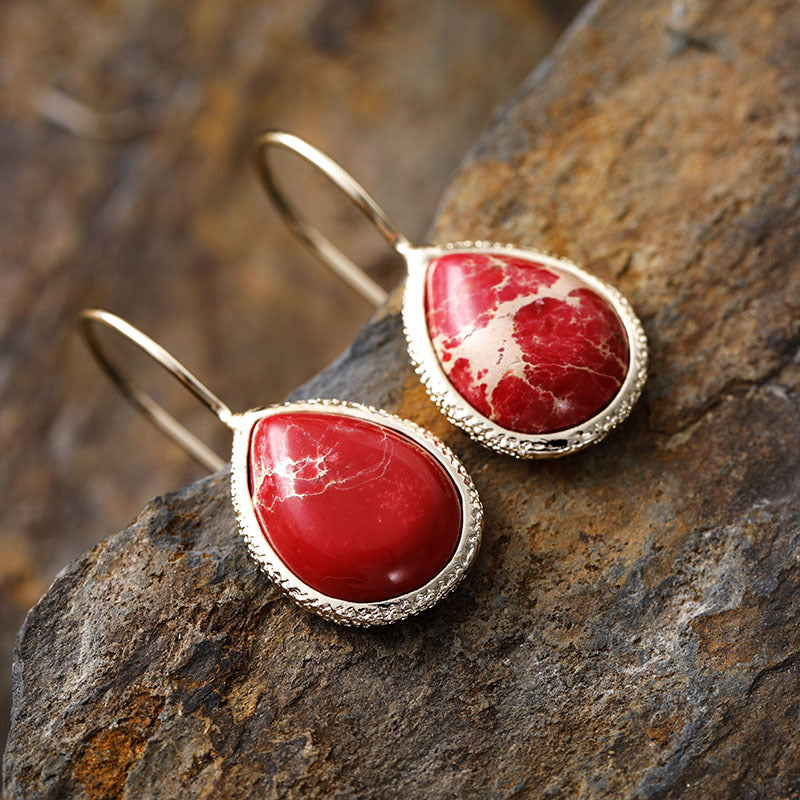 Earrings - Natural Stone Teardrop Cut