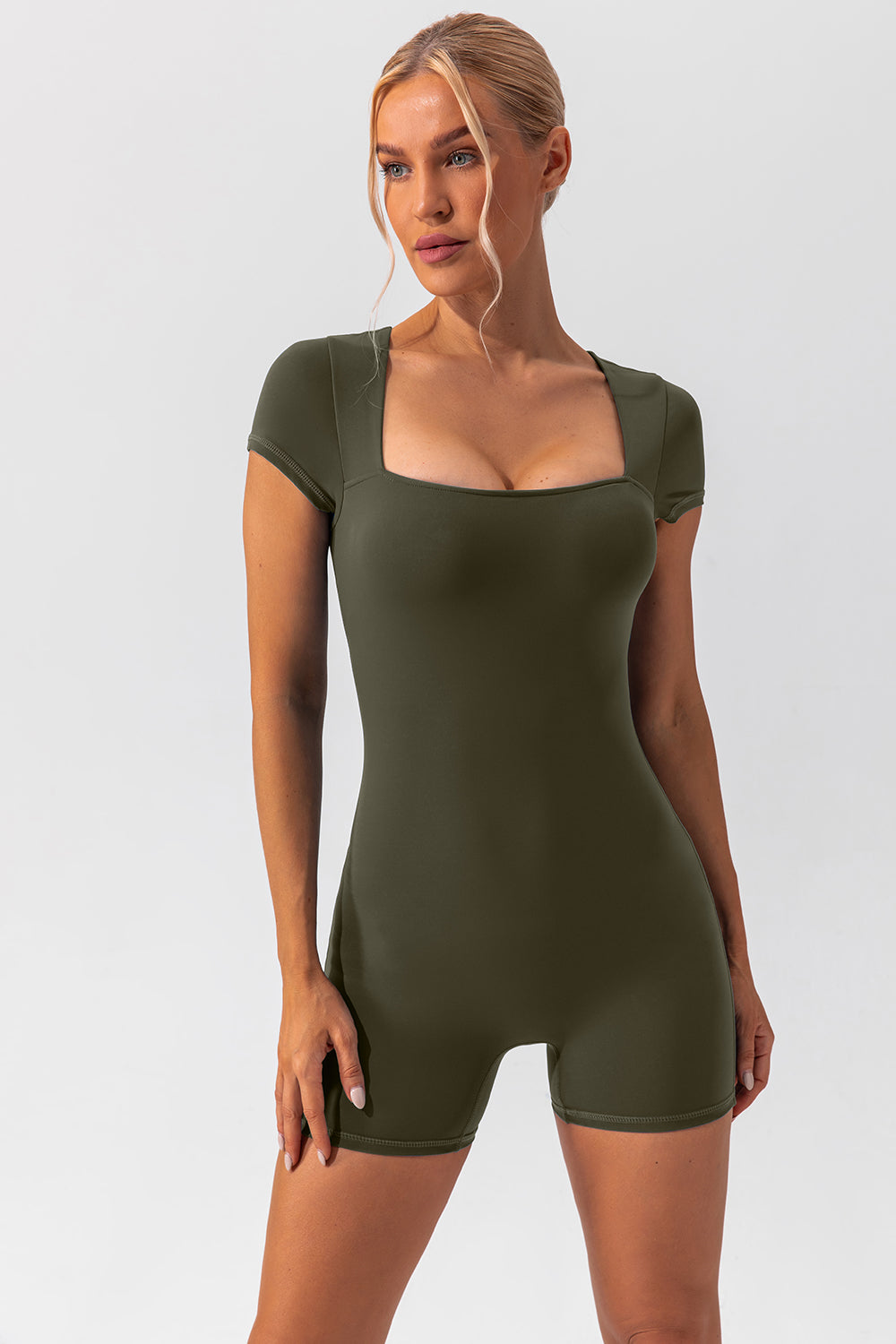 Romper - Square Neck Cap Sleeve Active