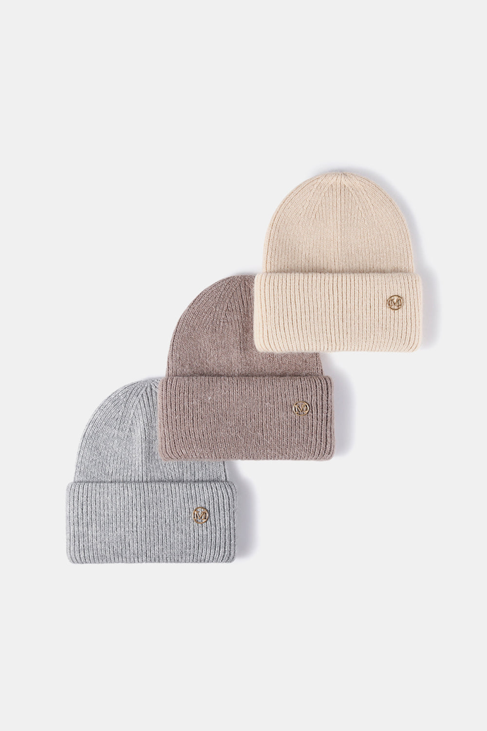 Beanie - M Emblem Rib-Knit Cuff