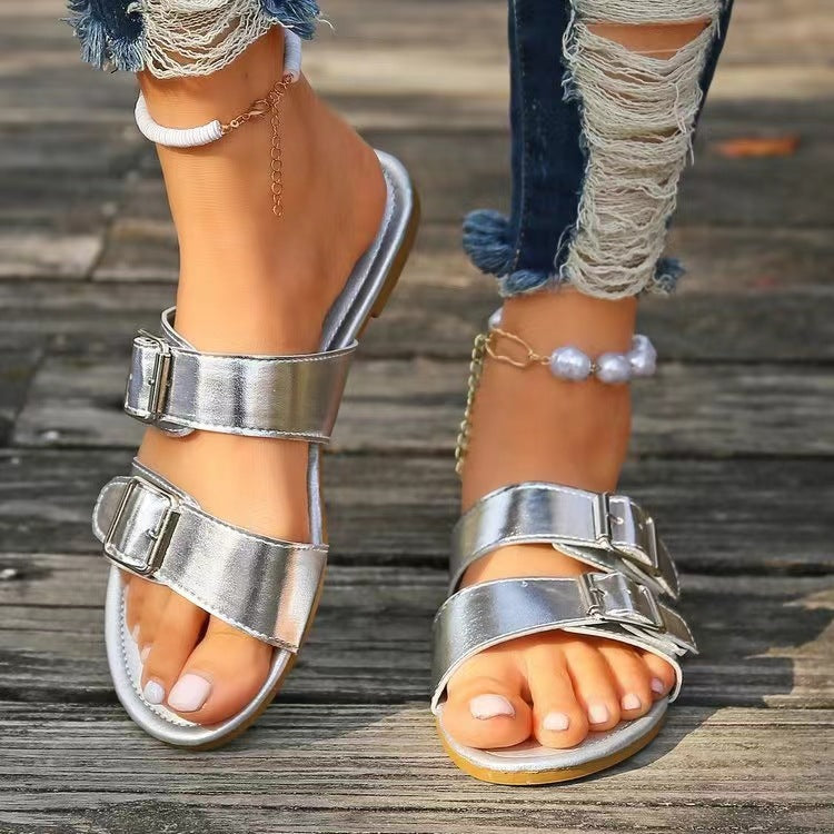 Sandals - Open Toe Double Buckle