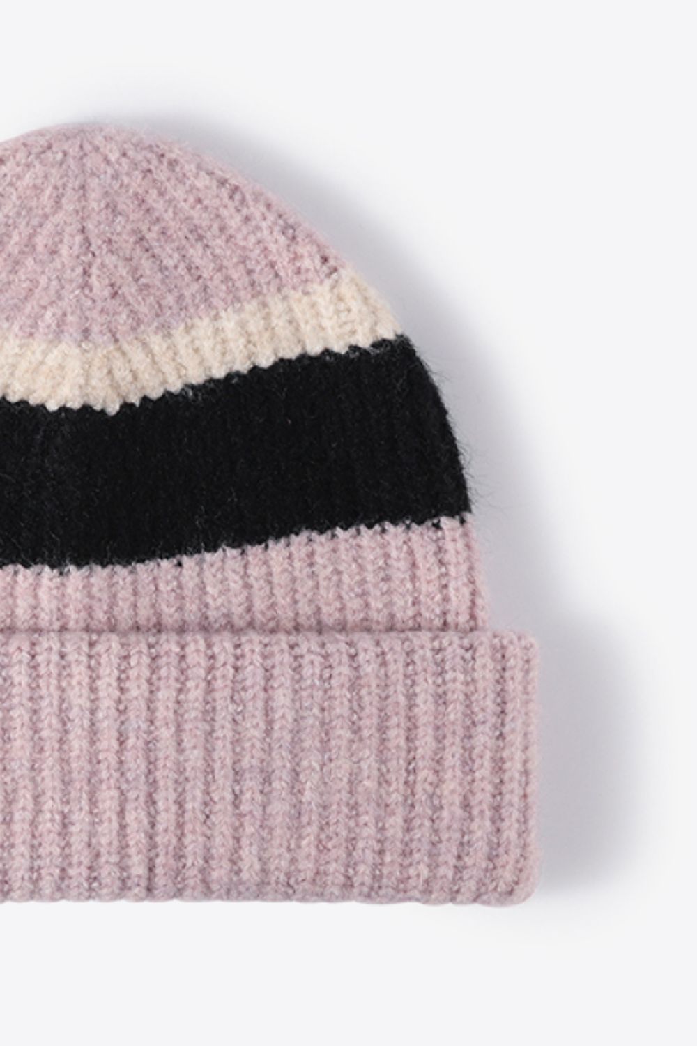 Beanie - Tricolor Rib Knit Cuff