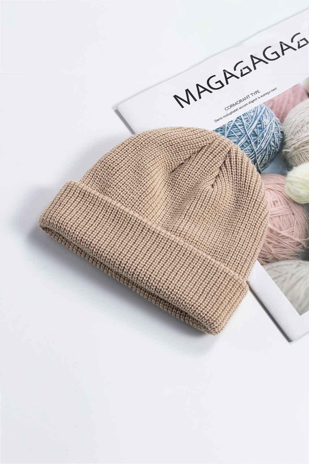 Beanie - Solid Color Rib-Knit Cuff