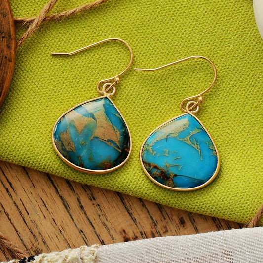 Earrings - 18K Gold-Plated Natural Stone