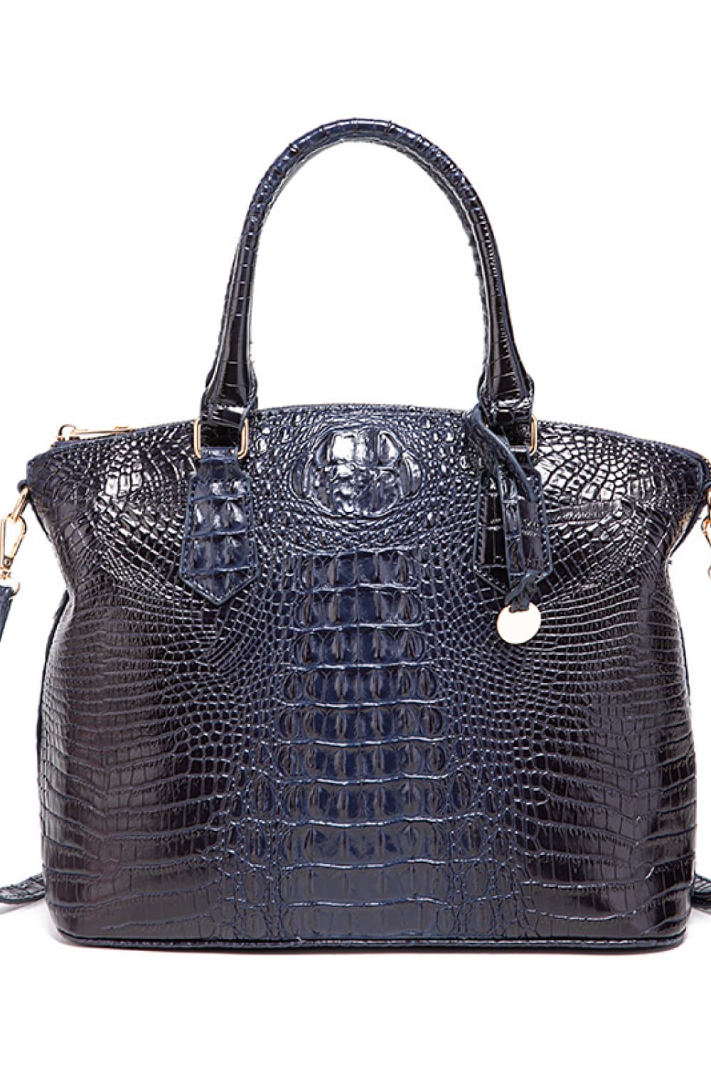 Crocodile Embossed Dome Handbag