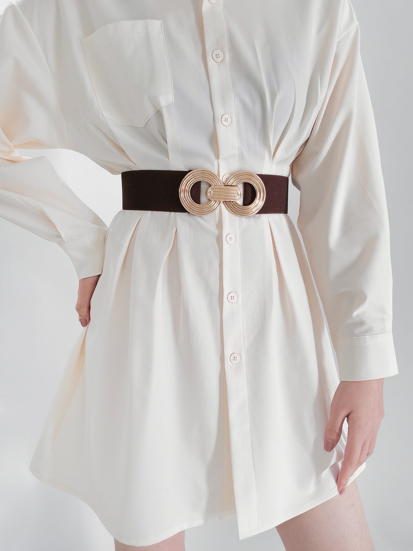 Belt - Wide Elastic w/ Geometric- Buckle