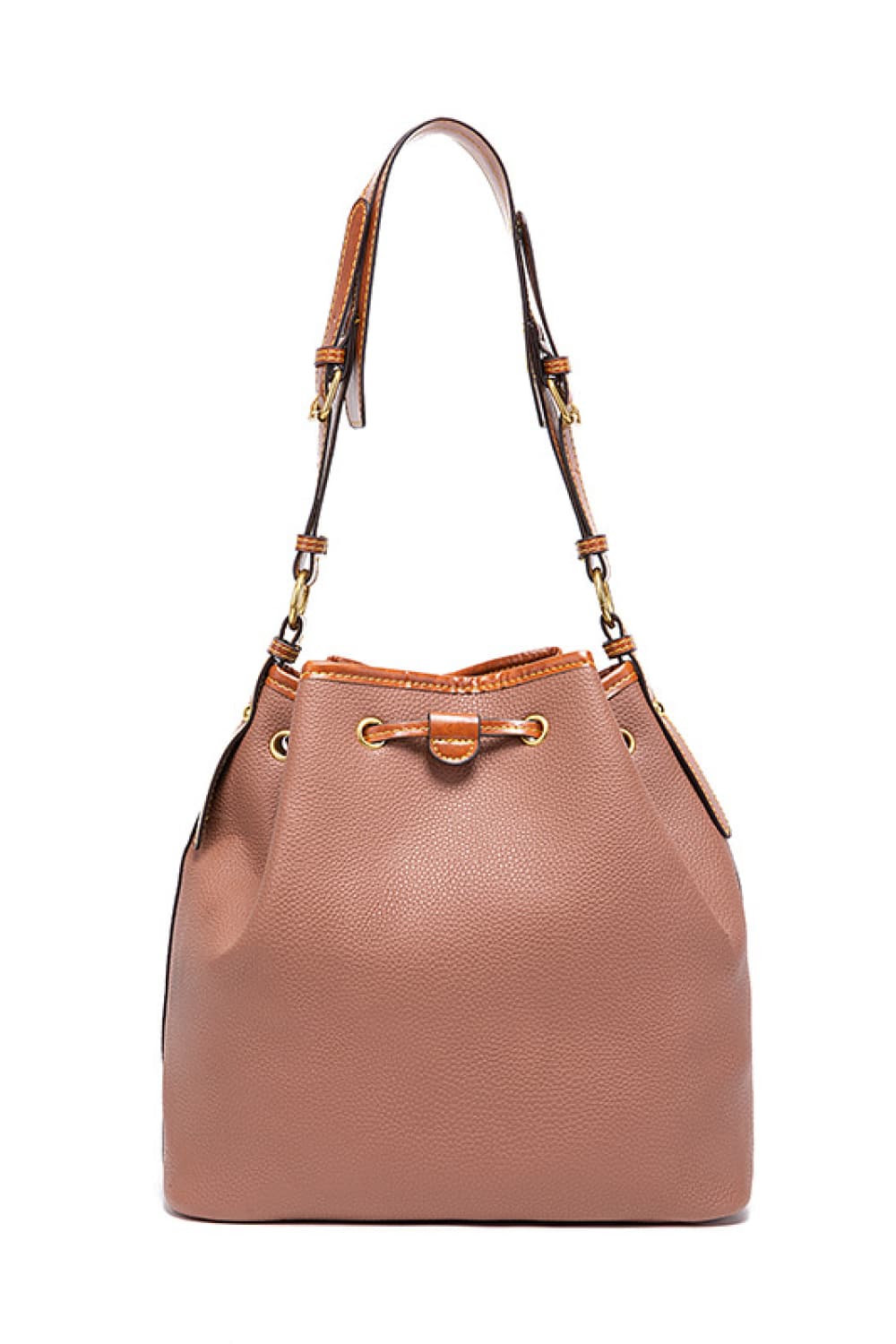 Modern Vegan Leather Drawstring Bucket Bag