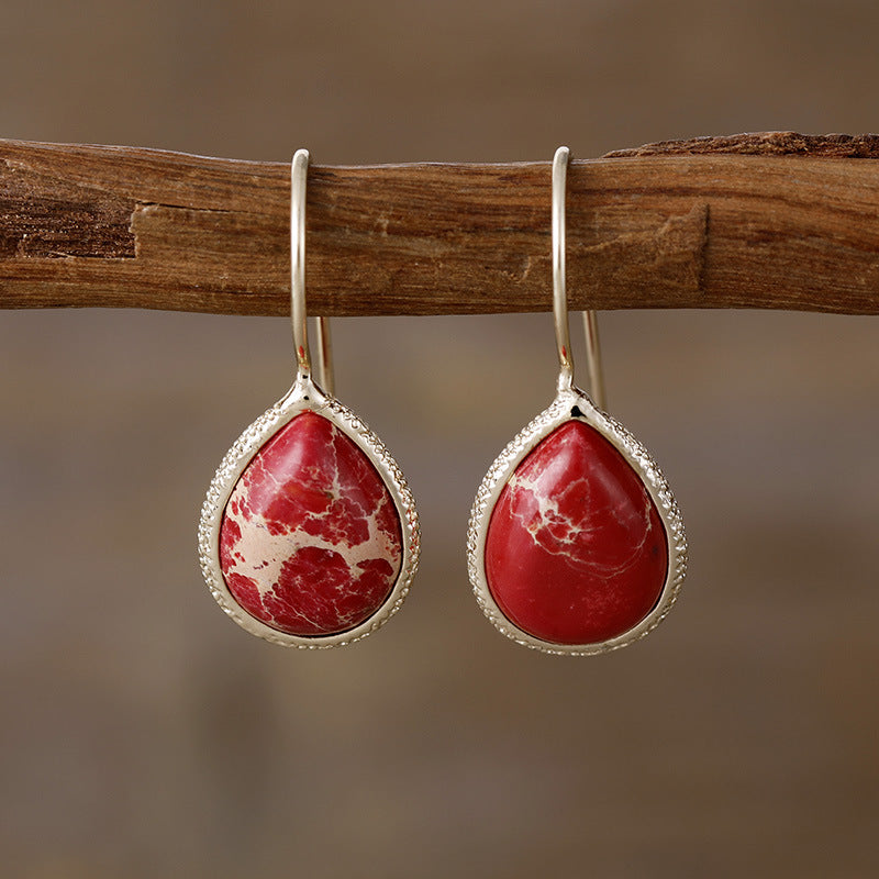 Earrings - Natural Stone Teardrop Cut