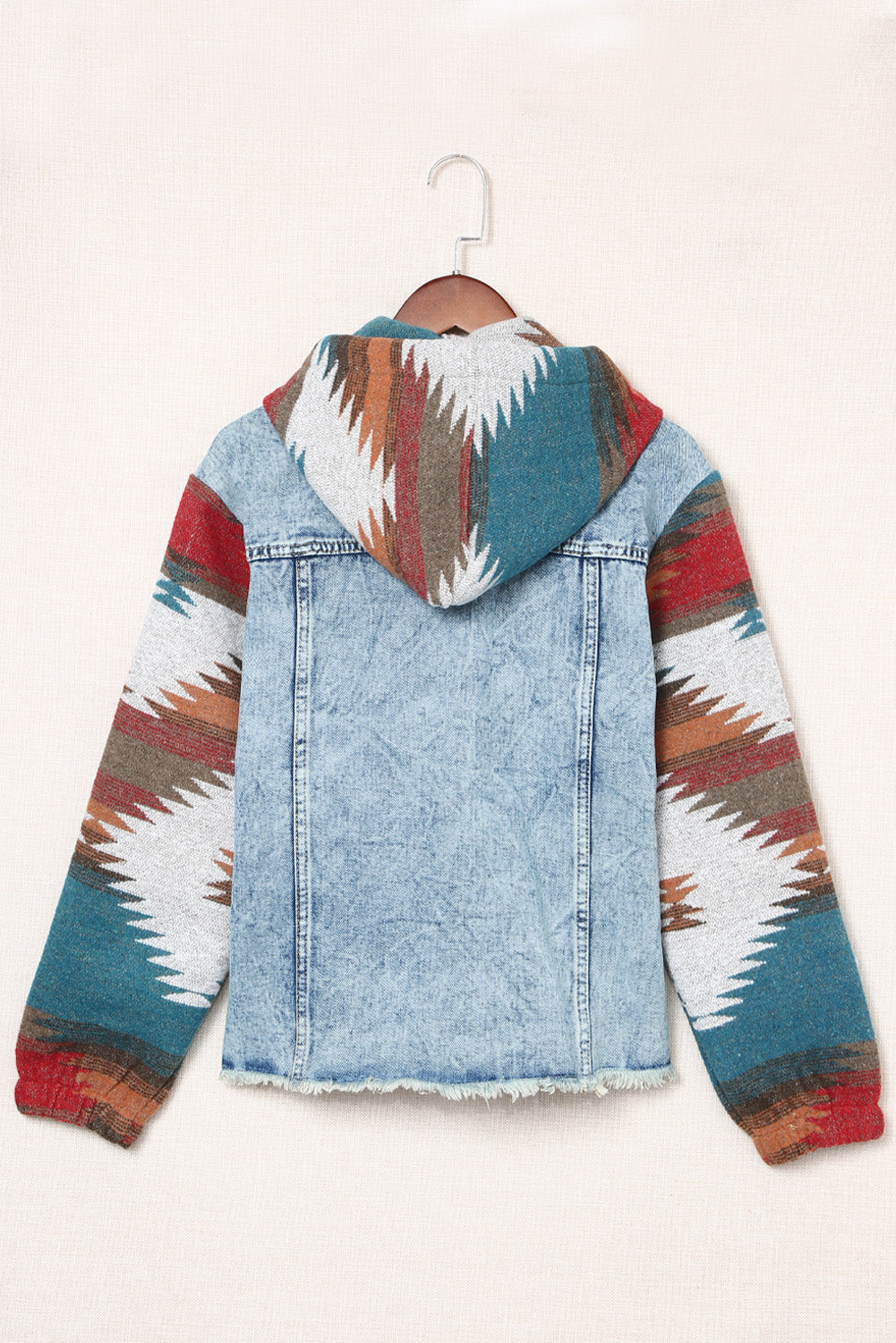 Native Design Hooded Denim Jacket